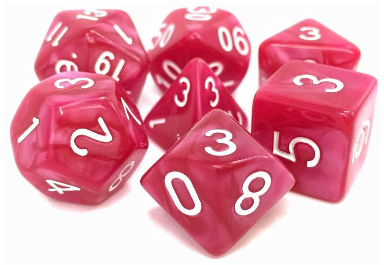 TMG RPG Dice - Coral Grief Rose Pearl Opaque 16mm (set of 7)