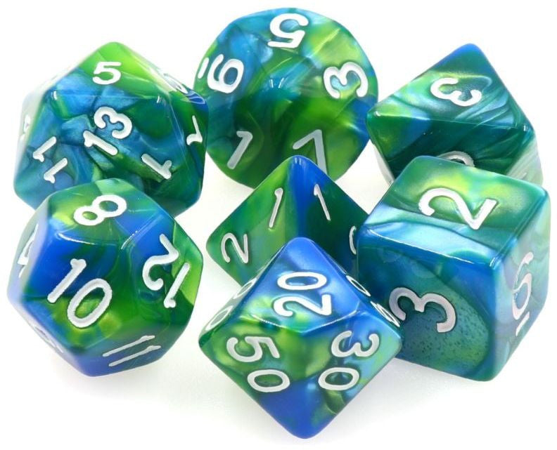 TMG RPG Dice - Sirens Call Blue/Green Fusion 16mm (set of 7)