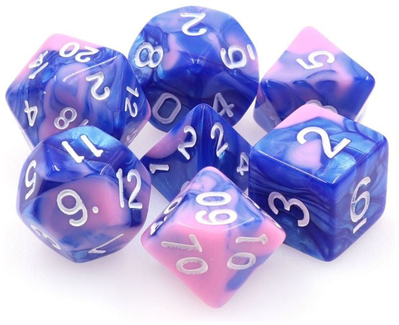 TMG RPG Dice - Tritons Scales Blue/Pink Fusion 16mm (set of 7)