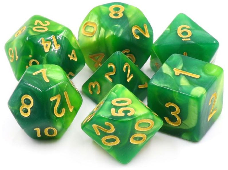 TMG RPG Dice - Lichs Aura Green Fusion 16mm (set of 7)