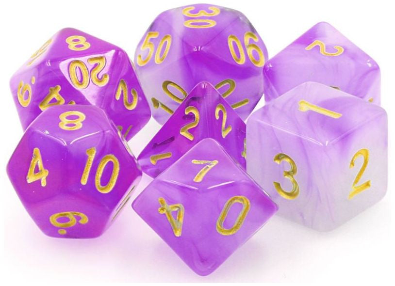 TMG RPG Dice - Amethyst Dream Purple Haze Translucent 16mm (set of 7)