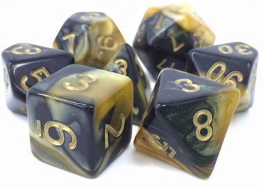 TMG Dice High Crimes - Black/Yellow Fusion (Set of 7)