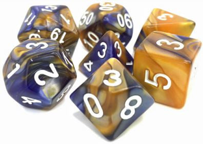 TMG Dice Midnight Sun - Dark Blue/Gold (Set of 7)