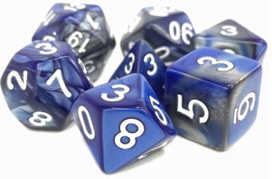 TMG Dice Blessed Steel - Silver/Blue Fusion (Set of 7)