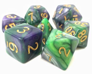 TMG Dice Void Contact - Green/Purple Fusion (Set of 7)