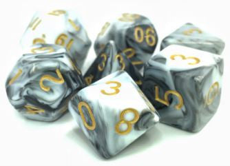 TMG Dice Smoky Silage - White/Black Fusion (Set of 7)