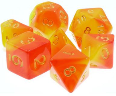 TMG Dice Lava Shock - Yellow/Orange Fusion (Set of 7)