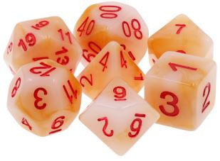 TMG Dice Scarabs Blood - White Jade Opaque (Set of 7)