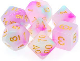 TMG Dice Serendipity - White/Pink Jade Opaque (Set of 7)