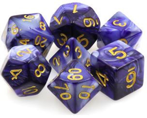 TMG Dice Sorcerous Storm - Dark Purple/White Fusion (Set of 7)