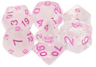 TMG Dice Candied Whispers - Milky White with Pink (Set of 7)