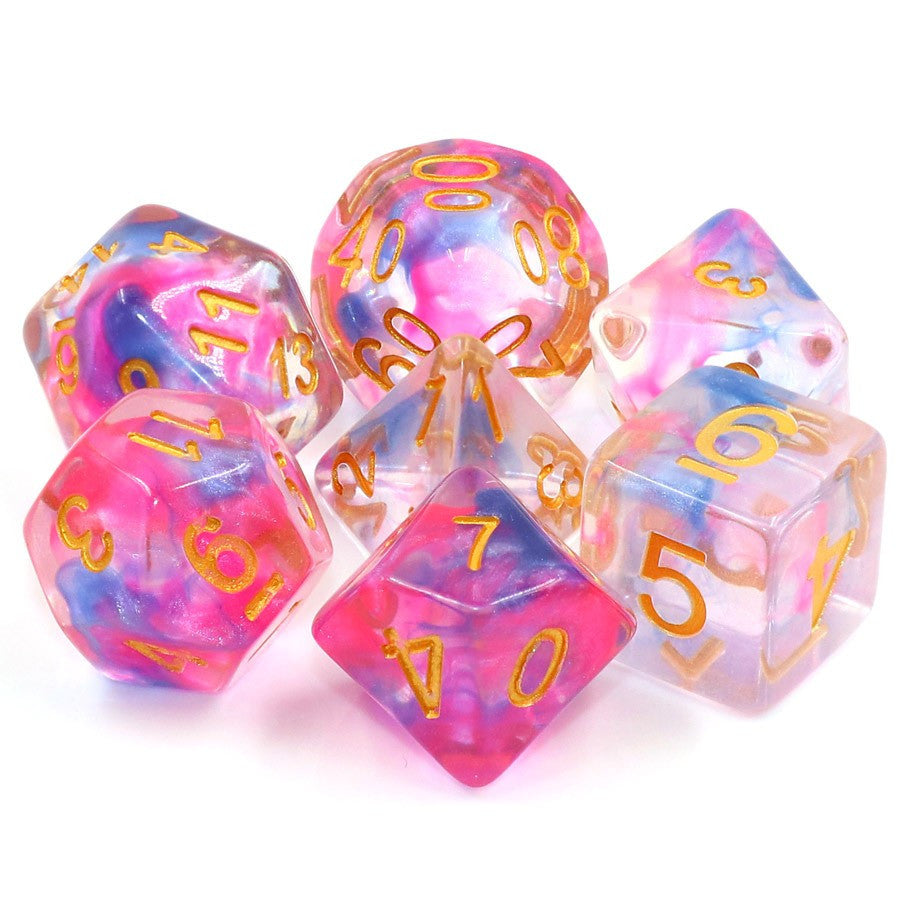 TMG Dice Inspired Dreams - Pink/Blue Swirl Translucent (Set of 7)