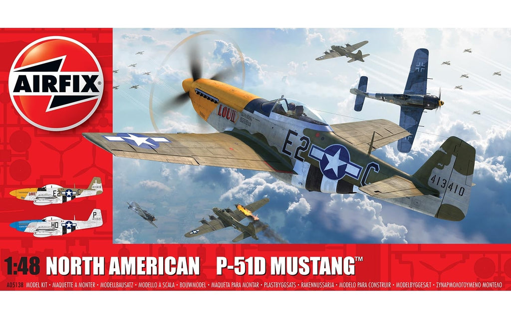 Airfix 1/48 North American P51-D Mustang (Filletless Tails) Plastic Model Kit - A05138