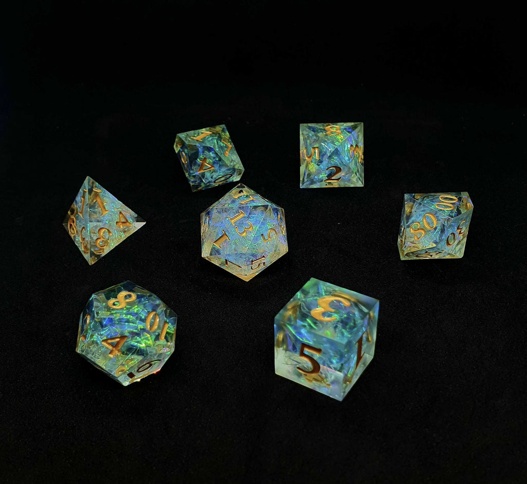 Chronicle Cards Resin Dragon Dice - Clear (set of 7 polyhedral dice)