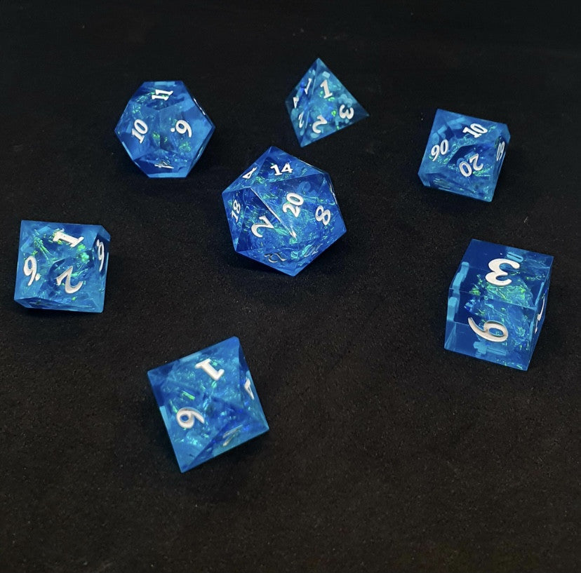 Chronicle Cards Resin Dragon Dice - Sapphire (set of 7 polyhedral dice)