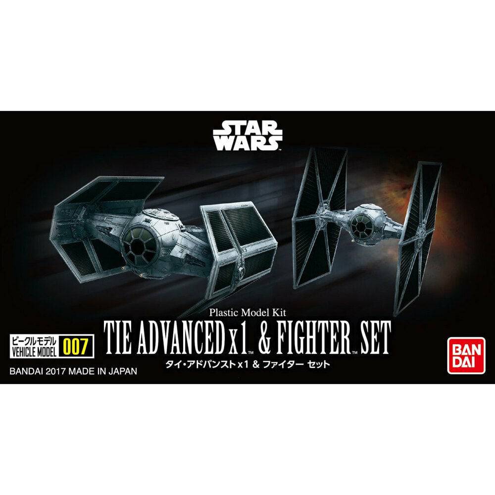 Bandai Star Wars Vehicle Model 007 Tie Advanced x 1 & Fighter Set