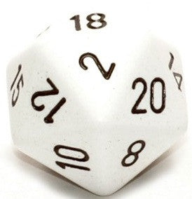 D20 Dice Opaque 34mm White/Black