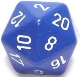 D20 Dice Opaque 34mm Blue/White