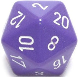 D20 Dice Opaque 34mm Purple/White