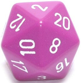 D20 Dice Opaque 34mm Light Purple/White