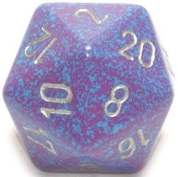 D20 Dice Speckled 34mm Silver Tetra