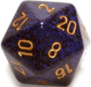 D20 Dice Speckled 34mm Golden Cobalt