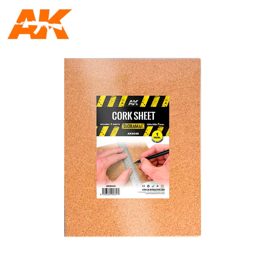 AK Interactive Building Materials - Cork Sheets Fine Grained 200x300x1mm - AK8046