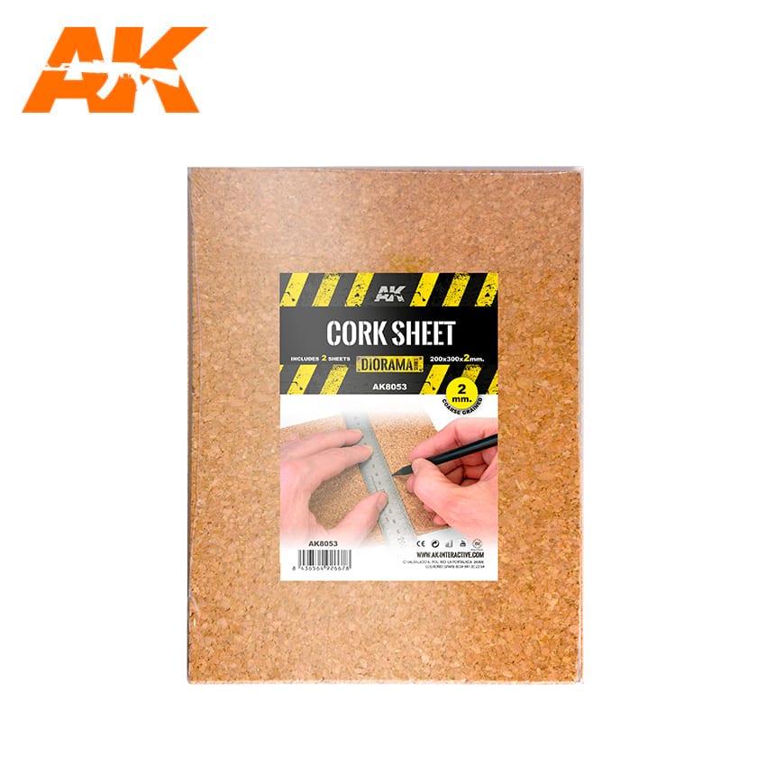 AK Interactive Building Materials - Cork Sheets Coarse Grained 200x300x2mm - AK8053
