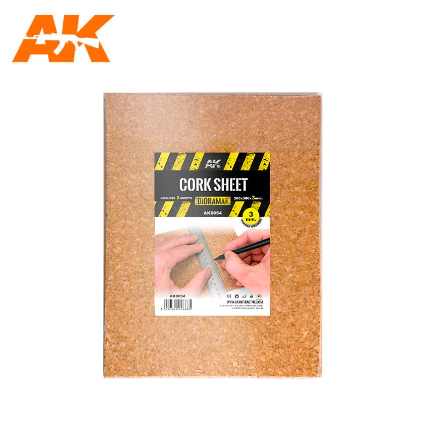 AK Interactive Building Materials - Cork Sheets Coarse Grained 200x300x3mm - AK8054
