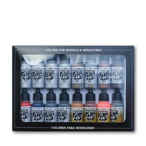 Vallejo Model Air - Metallic Effects Pack 16 Colour Set