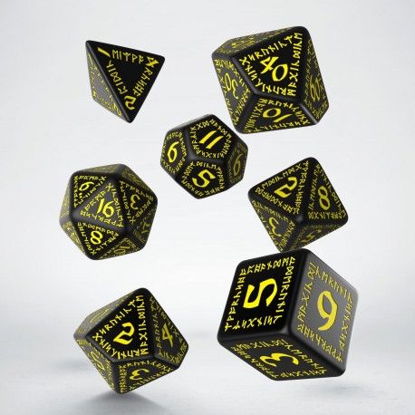 Q Workshop Runic Black & Yellow Dice Set 7