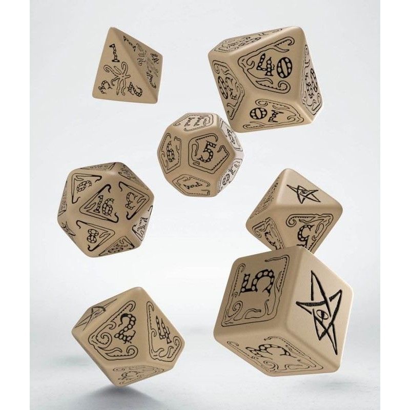 Q Workshop Steampunk Beige & Brown Clockwork Dice Set 7