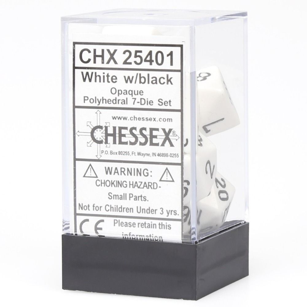 CHX 25401 Opaque Polyhedral White/black 7-Die Set