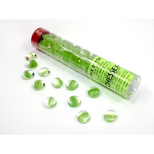 CHX 01158 - Green Catseye Glass Stones 20+ in 5 1/2 inch Tube