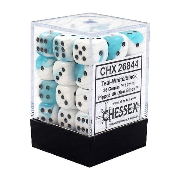 CHX 26844 Gemini 12mm d6 Teal-White/Black Block (36)