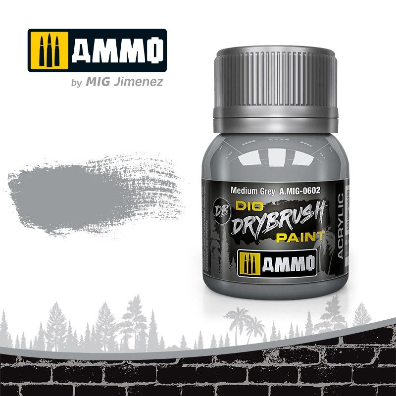 Ammo by MIG Drybrush Medium Grey