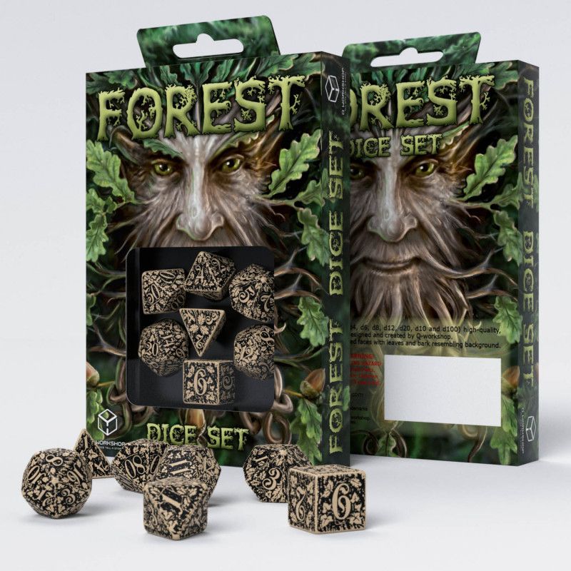 Q Workshop Forest 3D Beige & Black Dice Set 7