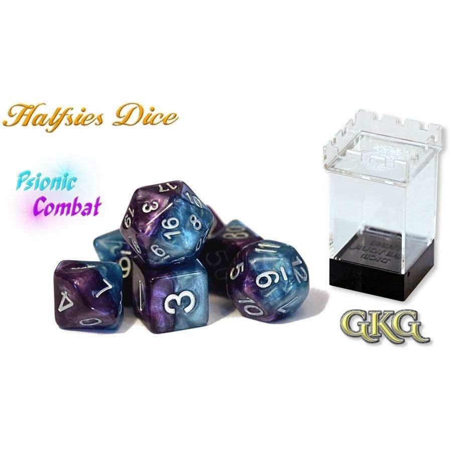 Halfsies Dice Psionic Combat with Upgraded Dice Case