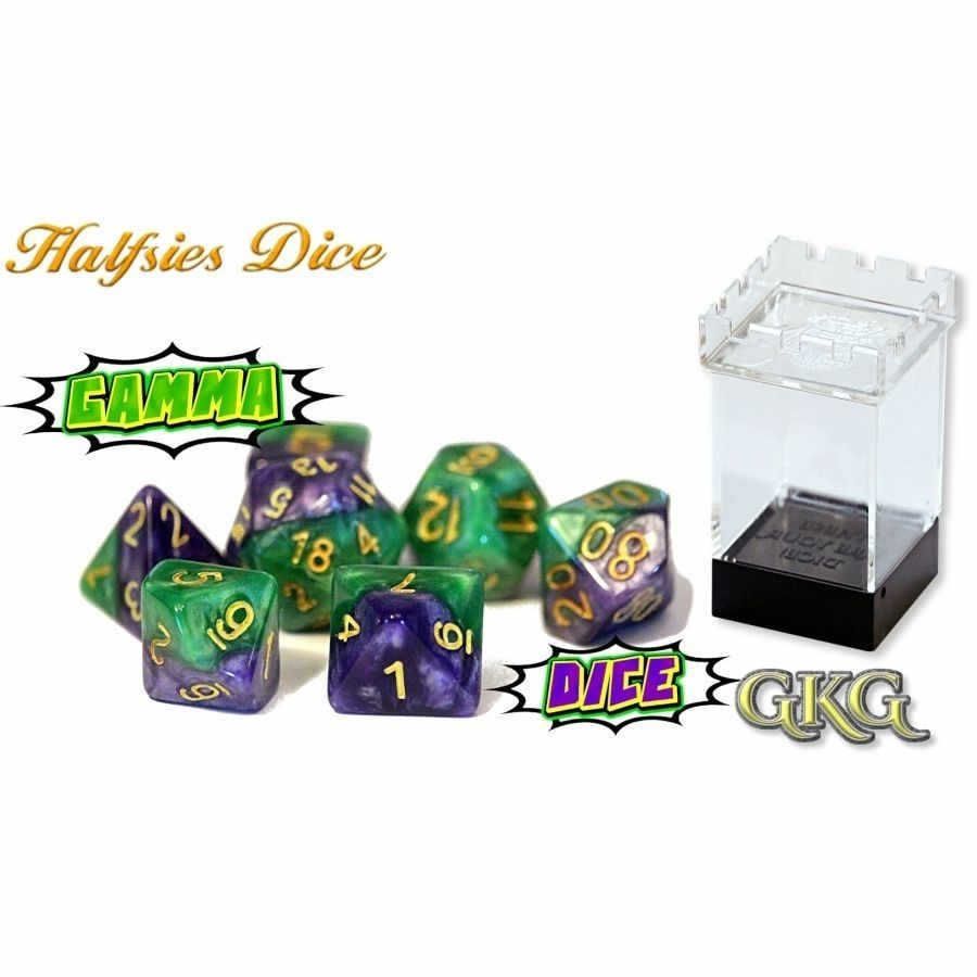 Halfsies Dice Gamma Dice with Upgraded Dice Case