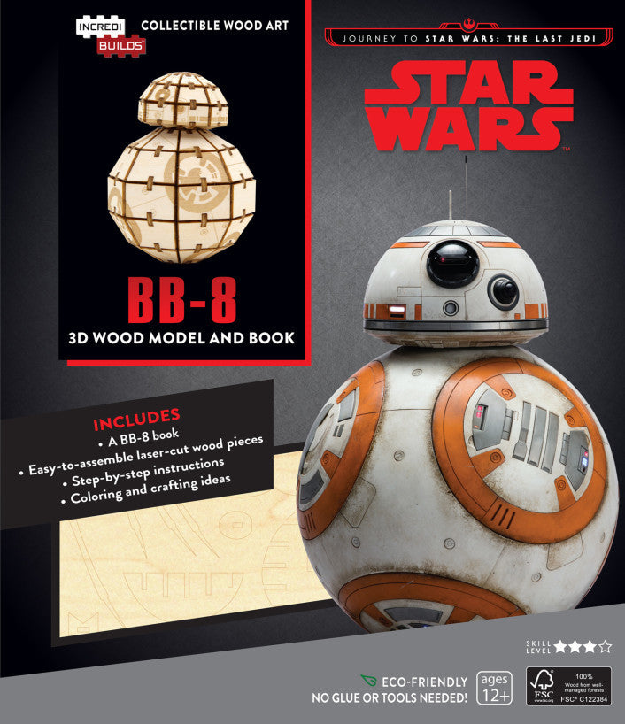 Star Wars the Last Jedi BB8 Wood Model and Book