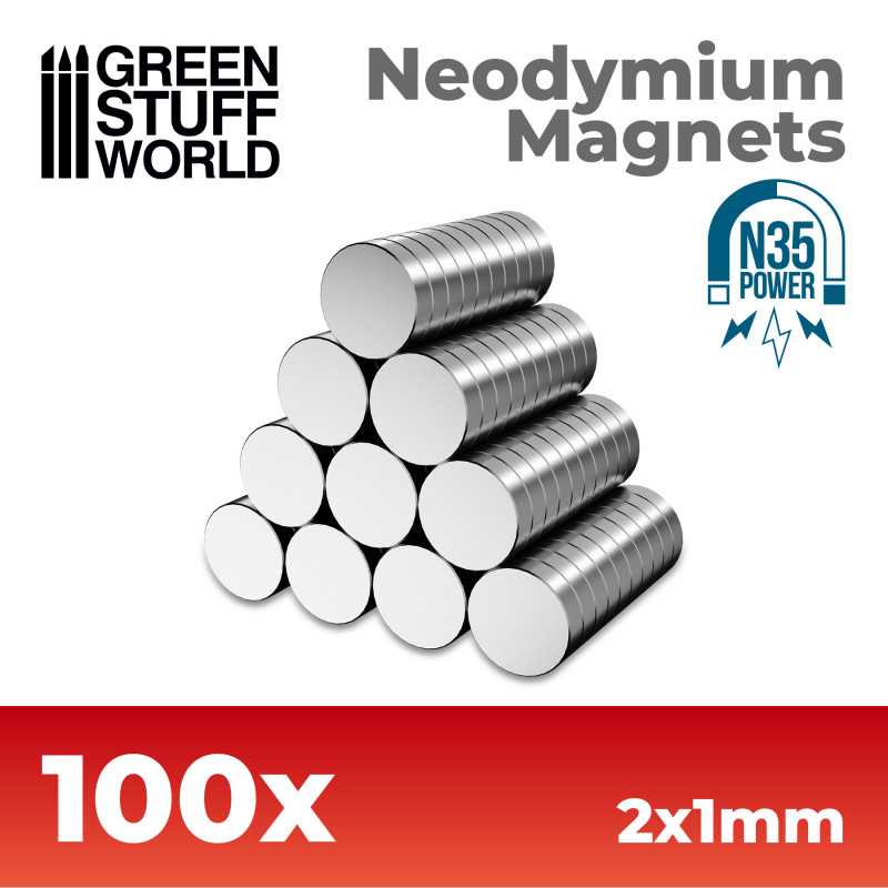 Green Stuff World - 11599 - Neodymium Magnets 2x1mm - 100 units (N35)