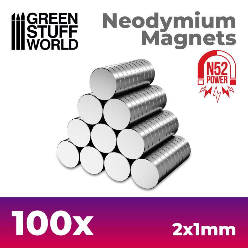Green Stuff World - 11600 - Neodymium Magnets 2x1mm - 100 units (N52)