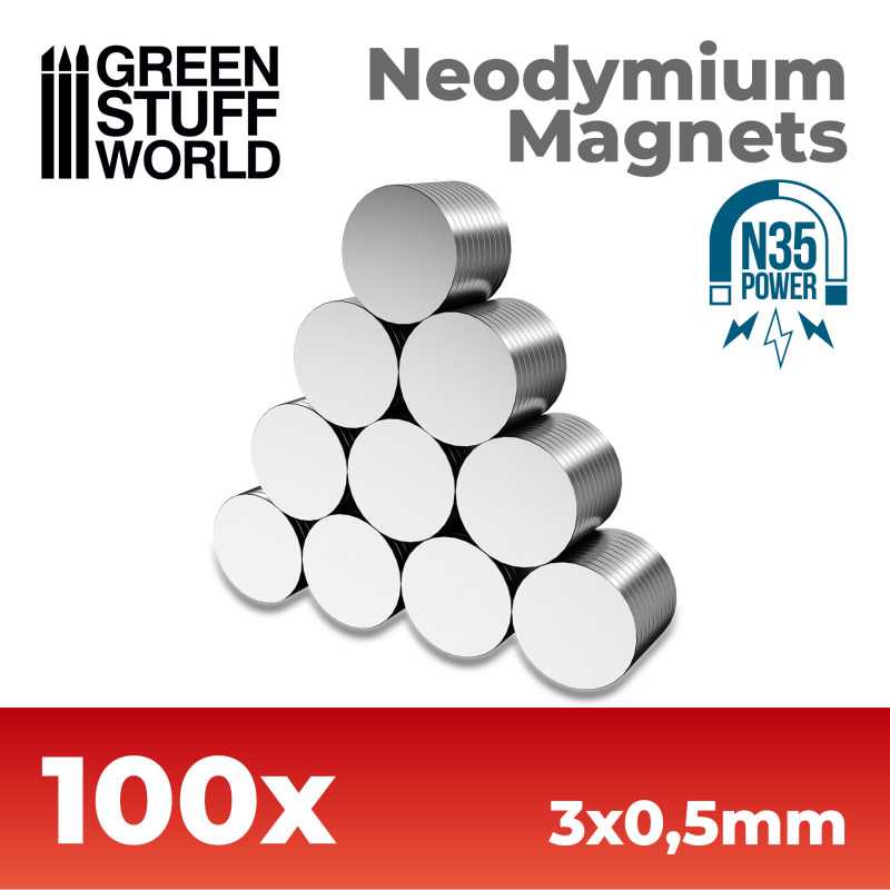 Green Stuff World - 9060 - Neodymium Magnets 3x0.5mm - 100 units (N35)