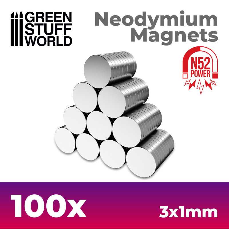 Green Stuff World - 9263 - Neodymium Magnets 3x1mm - 100 units (N52)