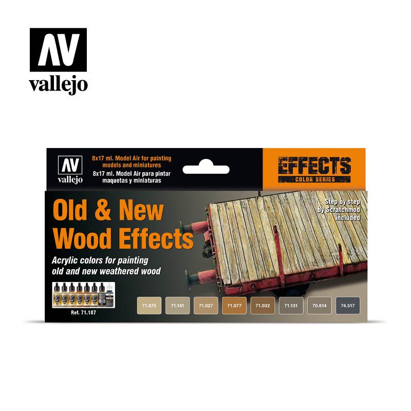 Vallejo Model Air - Effects 8 Colour Set Old And New Wood Effects by Scratchmod 17ml