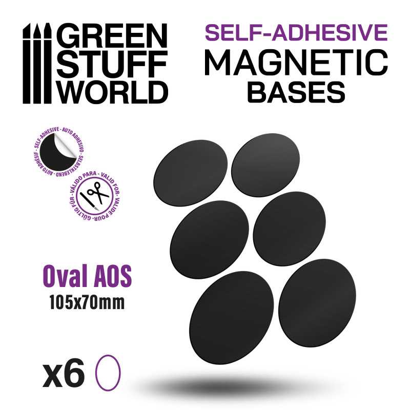 Green Stuff World - 10856 - Oval Magnetic Sheet SELF-ADHESIVE - 105x70mm - 6 Units