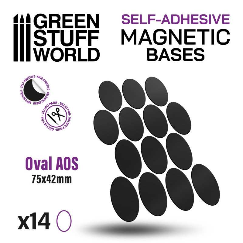 Green Stuff World - 10854 - Oval Magnetic Sheet SELF-ADHESIVE - 75x42mm - 14 Units
