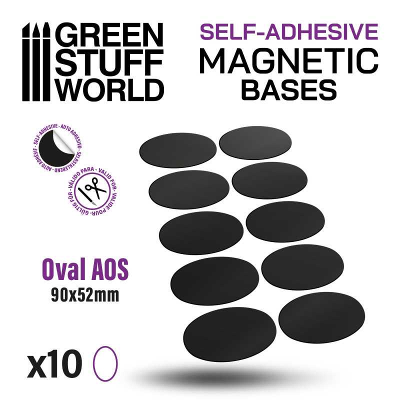 Green Stuff World - 10855 - Oval Magnetic Sheet SELF-ADHESIVE - 90x52mm - 10 Units