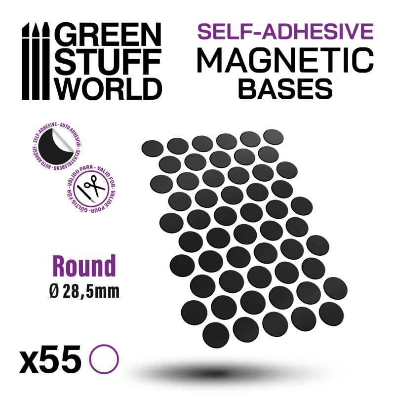 Green Stuff World - 12058 - Round Magnetic Sheet SELF-ADHESIVE - 28.5mm - 55 Units