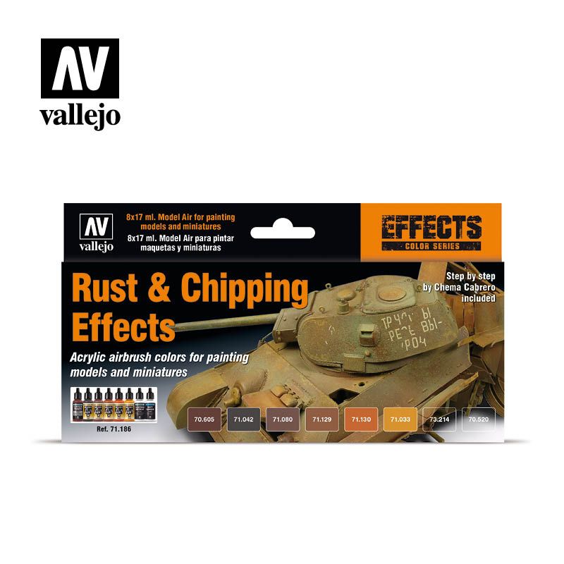 Vallejo Model Air - Effects 8 Colour Set Rust & Chipping Effects 17ml